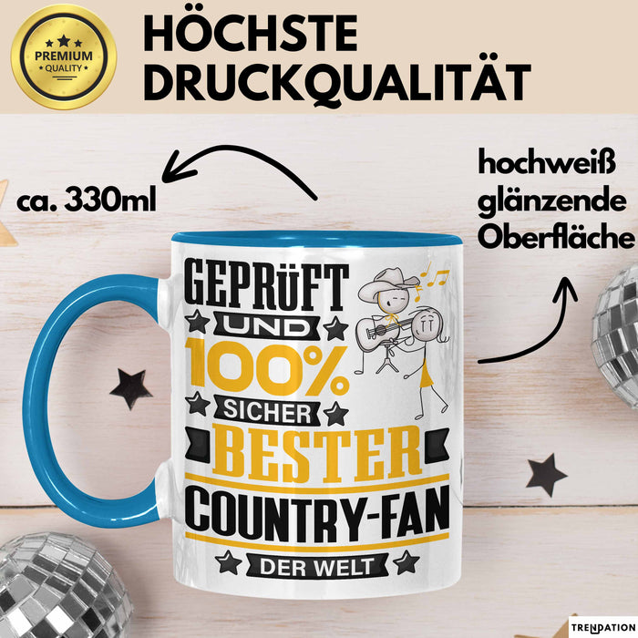 Country-Fan Geschenk Lustiger Spruch für Country-Fan Geschenkidee Bester Country-Fan Der Welt Blau Trendation