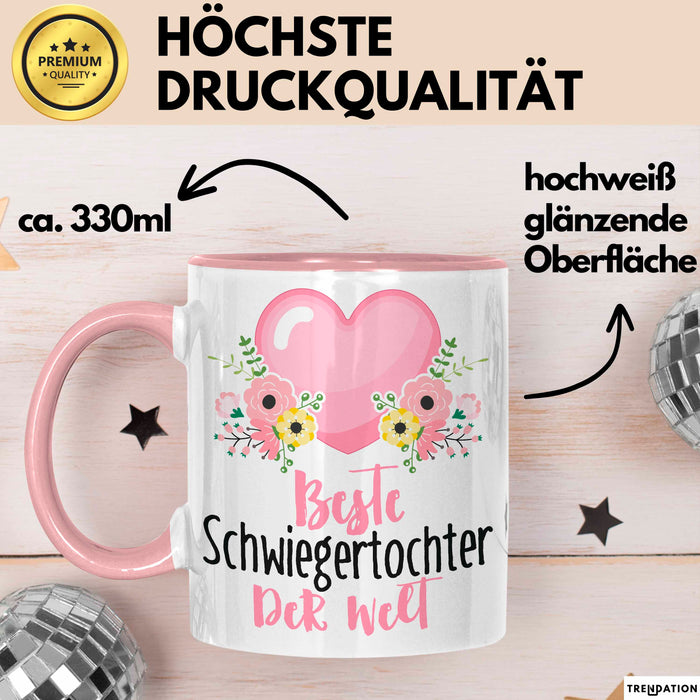 Schwiegertochter Tasse Geschenk Spruch Beste Schwiegertochter Der Welt Becher Rosa Trendation