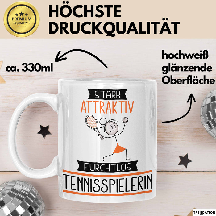 Tennisspielerin Tasse Geschenk Becher Stark Attraktiv Furchtlos Tennisspielerin Lustige Geschenkidee Weiß Trendation