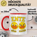 Quietscheente Tier Tasse Geschenk Lustige Geschenkidee Spruch Ente Süss Sauer Rot Trendation