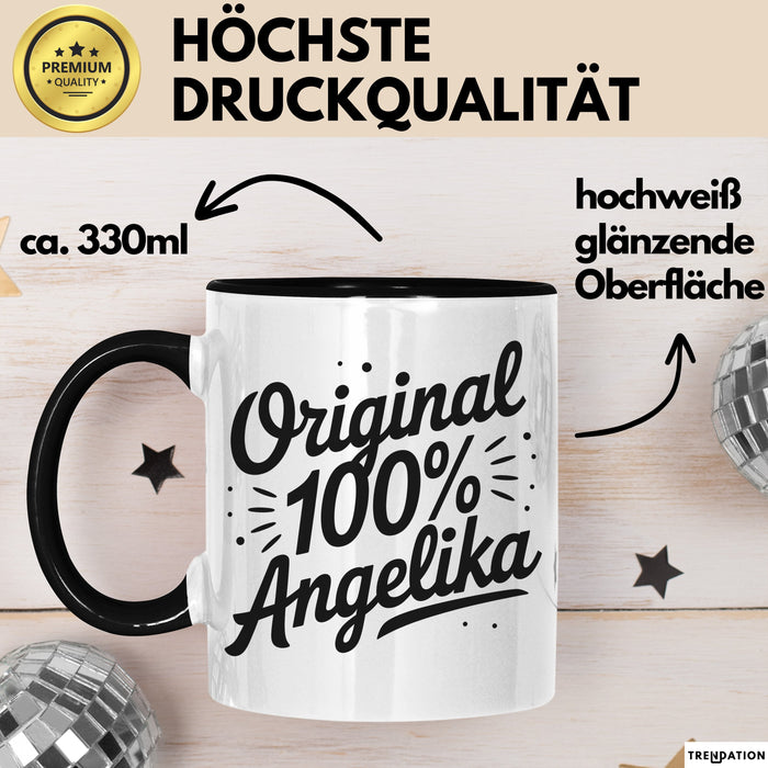 Angelika Tasse Geschenk Original 100% Angelika Geschenkidee Geburtstag Schwarz Trendation