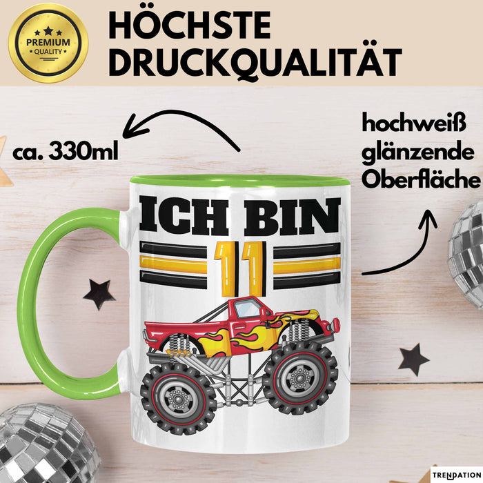 11. Geburtstag Geschenk Tasse Becher Jungs Trucks Geburtstagsgeschenk Ich Bin 11 Grün Trendation