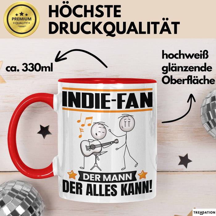 Indie-Fan Tasse Geschenk für Indie-Fan Der Mann Der Alles Kann Geschenkidee zum Geburtstag Rot Trendation