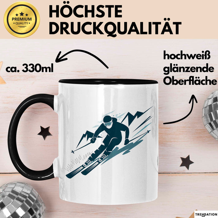 Skifahrer Tasse Geschenkidee für Schneepisten Fans Trendation