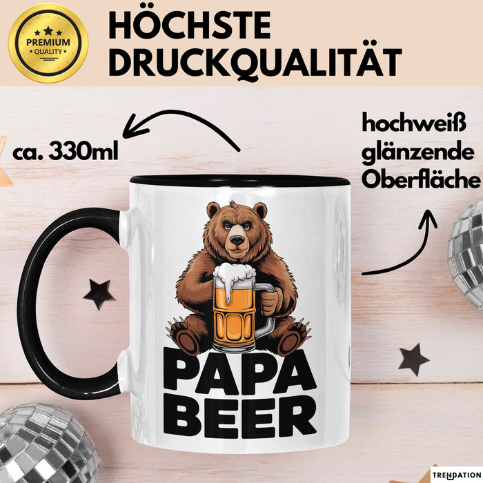 Papa Bier Tasse Geschenk Lustige Geschenkidee Spruch Schwarz Trendation
