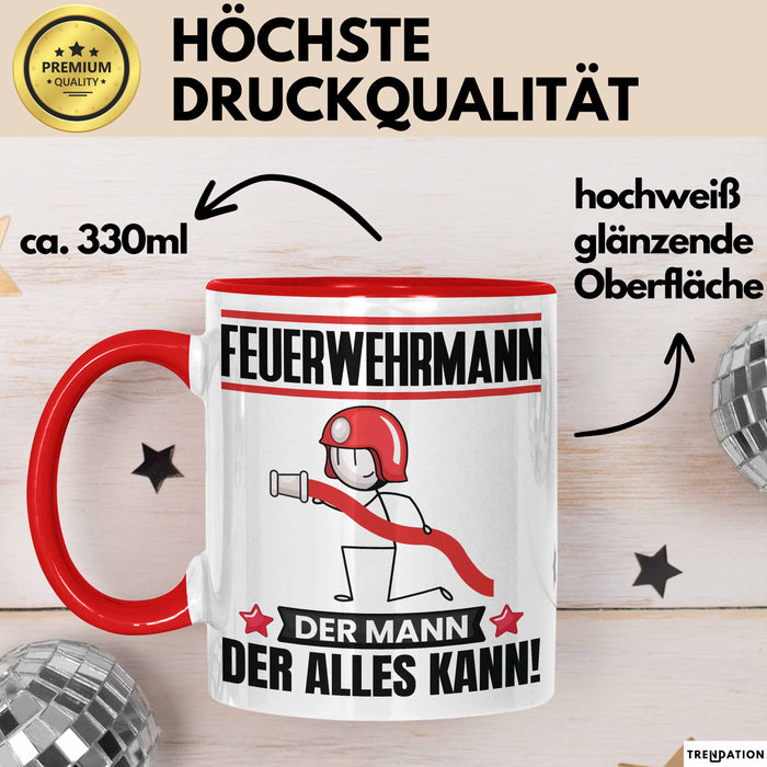 Feuerwehrmann Tasse Geschenk für Feuerwehrmann Der Mann Der Alles Kann Geschenkidee zum Geburtstag Rot Trendation