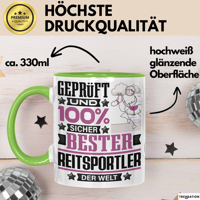 Reitsportler Geschenk Lustiger Spruch für Reitsportler Geschenkidee Bester Reitsportler Der Welt Grün Trendation