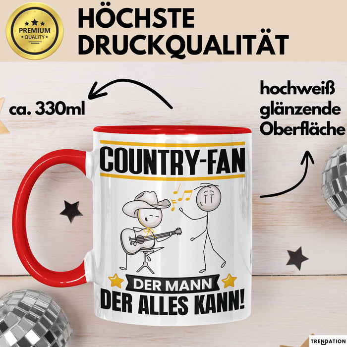 Country-Fan Tasse Geschenk für Country-Fan Der Mann Der Alles Kann Geschenkidee zum Geburtstag Rot Trendation