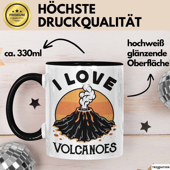 Vulkan Liebhaber Tasse Geschenk I Love Volcanoes Becher Trendation