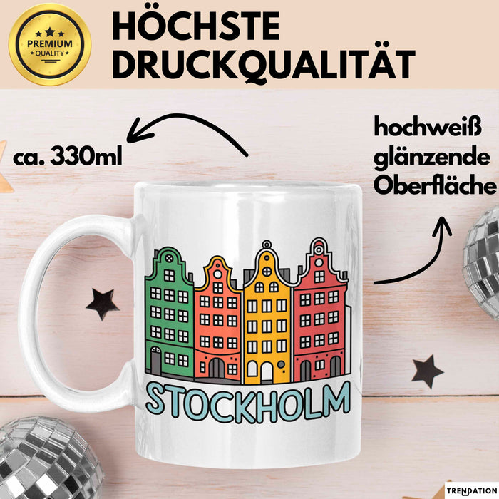 Stockholm Schweden Skandinavien Schwedisch Tasse Geschenk Lustige Geschenkidee Spruch Weiß Trendation