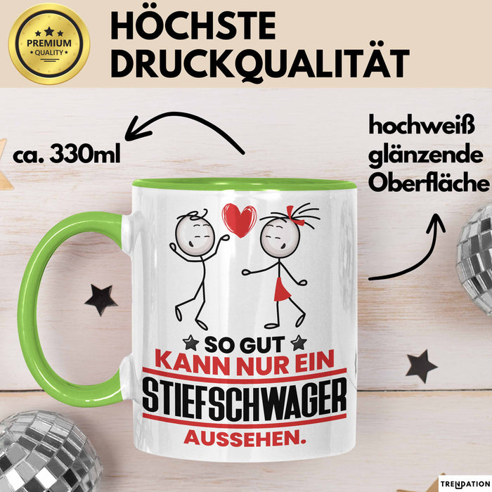 Stiefschwager Geschenk Tasse So Gut Kann Nur Ein Stiefschwager Aussehen Geschenkidee Kaffee-Becher Grün Trendation