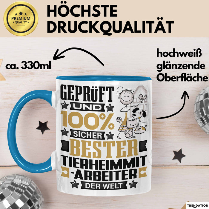 Tierheimmitarbeiter Geschenk Lustiger Spruch für Tierheimmitarbeiter Geschenkidee Bester Tierheimmitarbeiter Der Welt Blau Trendation