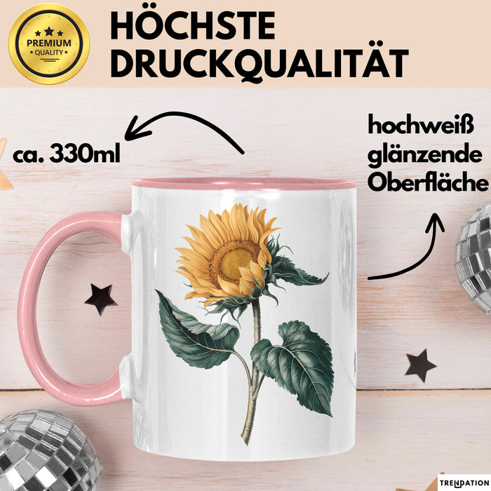 Sonnenblume Pflanze Tasse Geschenk Lustige Geschenkidee Rosa Trendation