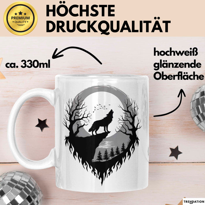 Wolf Tierliebhaber Tasse Geschenk Lustige Geschenkidee Spruch Weiß Trendation