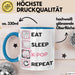 KPop Tasse Geschenk Eat Sleep KPop Repeat Spruch Geschenkidee Blau Trendation