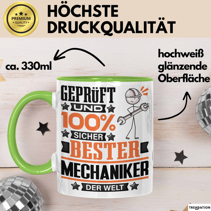 Mechaniker Geschenk Lustiger Spruch für Mechaniker Geschenkidee Bester Mechaniker Der Welt Grün Trendation