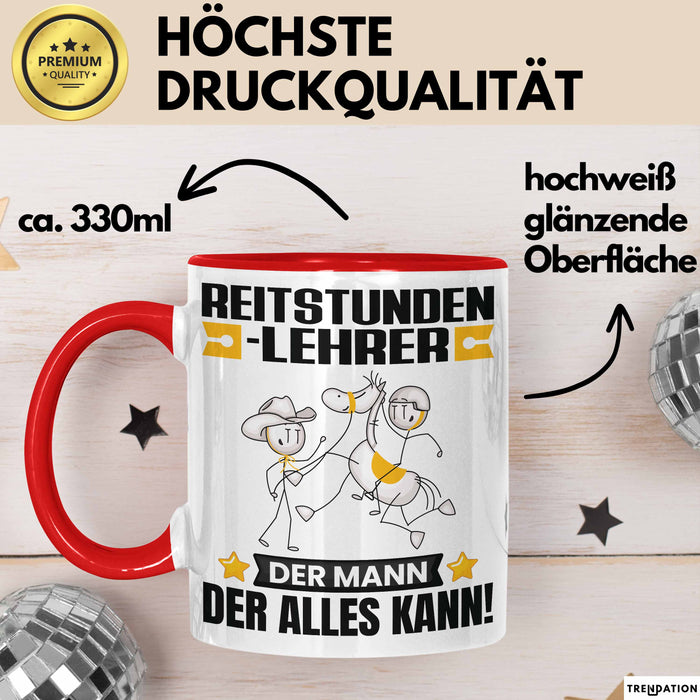Reitstundenlehrer Tasse Geschenk für Reitstundenlehrer Der Mann Der Alles Kann Geschenkidee zum Geburtstag Rot Trendation