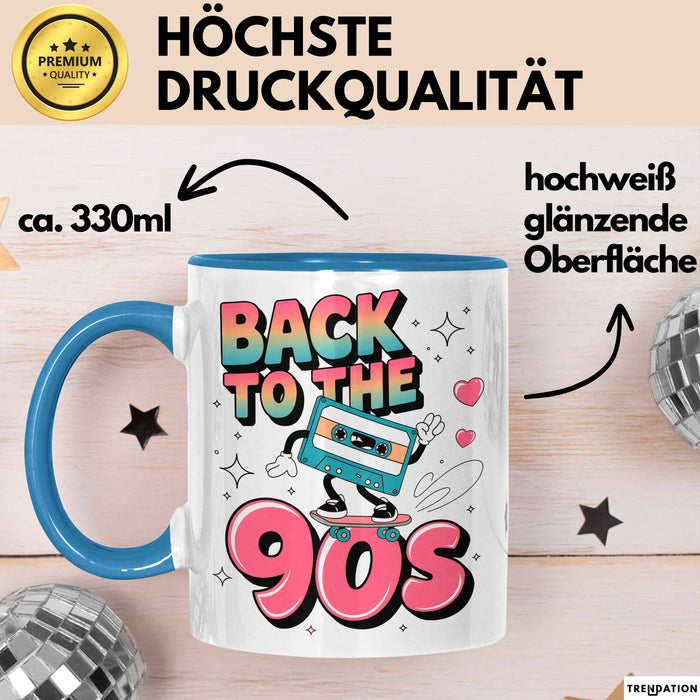 Vintage Retro Musik Tasse Geschenk Zurück in die 90er Geschenkidee Lustig Blau Trendation