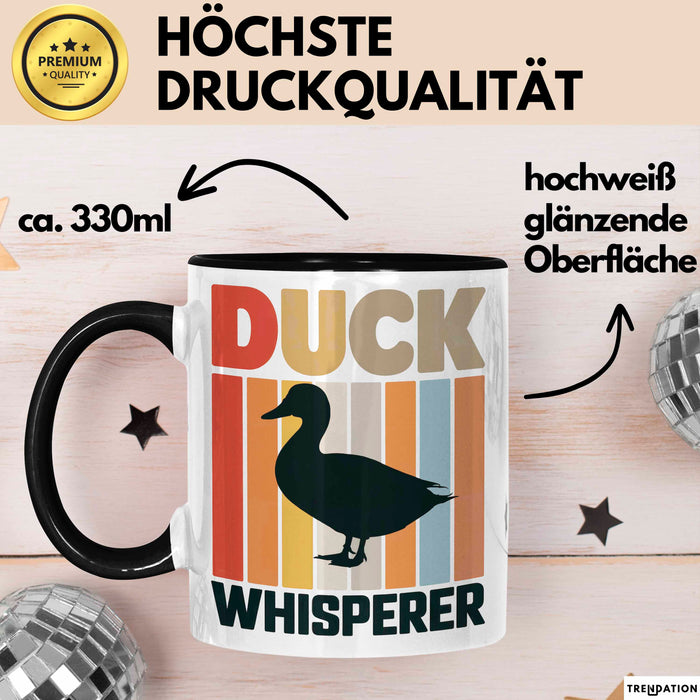 Quietscheente Tier Tasse Geschenk Lustige Geschenkidee Spruch Entenflüsterer Schwarz Trendation