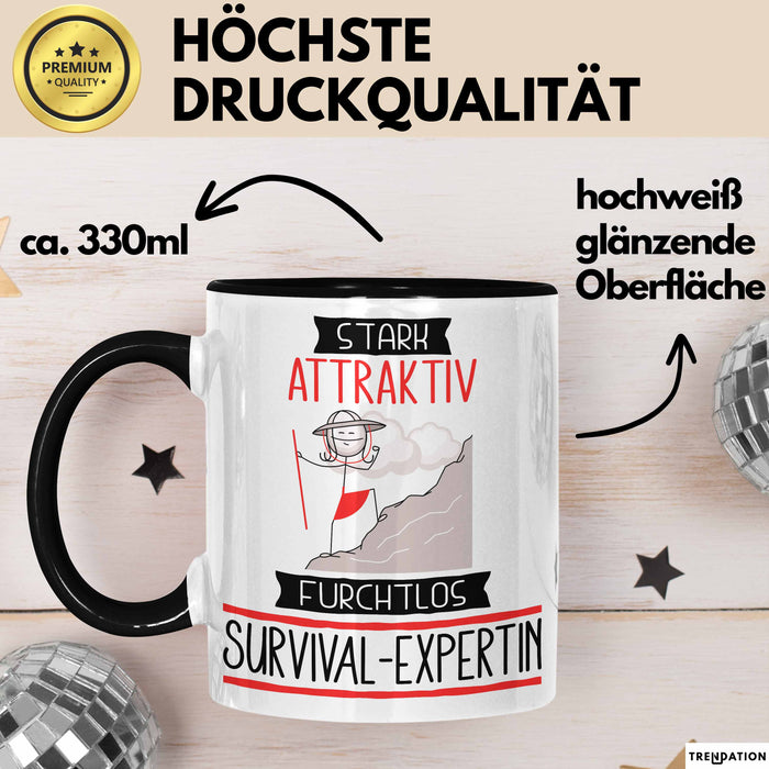 Survival-Expertin Tasse Geschenk Becher Stark Attraktiv Furchtlos Survival-Expertin Lustige Geschenkidee Trendation