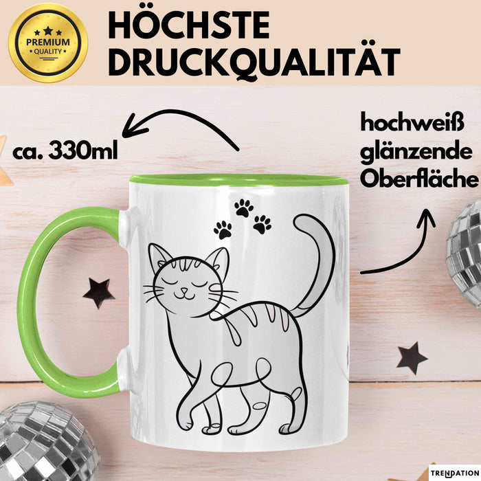 Katzen Tierliebhaber Tasse Geschenk Lustige Geschenkidee Spruch Grün Trendation