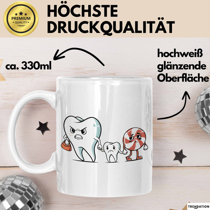 Zahnarzt Tasse Geschenk Karies Vorsorge Geschenkdiee Weiß Trendation