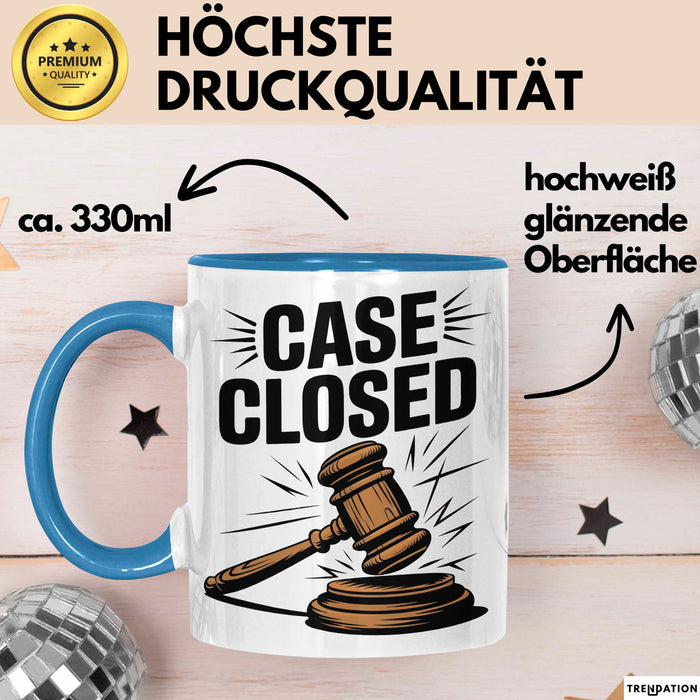 Richter Tasse Geschenkidee Fall abgeschlossen Gericht Held Geschenkidee Lustig Blau Trendation