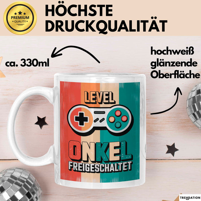 Onkel Gamer Sarkastisch Sarkasmus Tasse Geschenk Lustige Geschenkidee Spruch Level Onkel Freigeschaltet Weiß Trendation