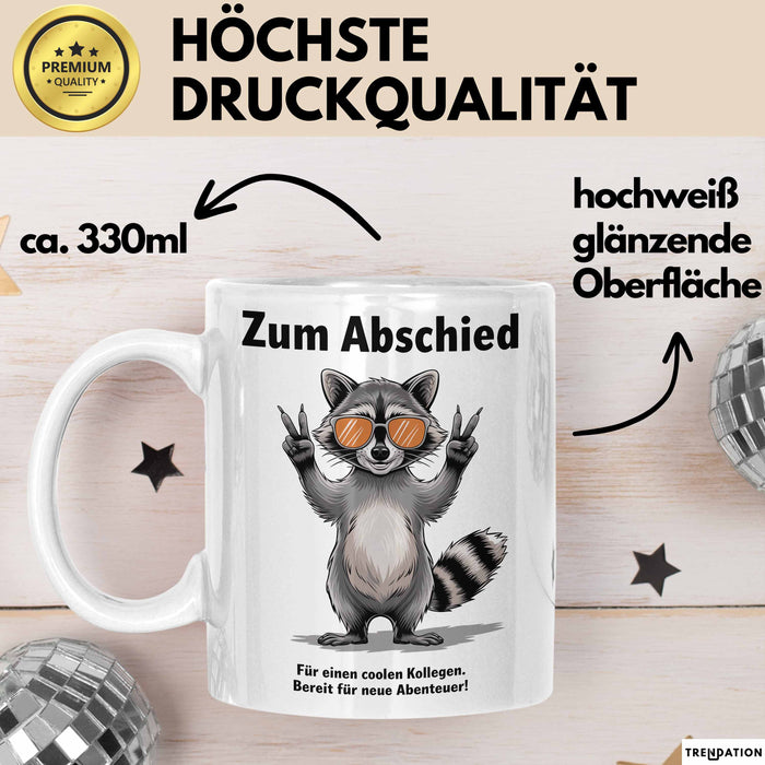 Büroarbeit Kollege Abschied Tasse Geschenk Lustige Geschenkidee Spruch Zum Abschied Für Einen Coolen Kollegen Weiß Trendation