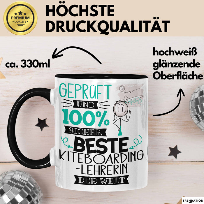 Beste Kiteboarding-Lehrerin Der Welt Tasse Geschenk für Eine Kiteboarding-Lehrerin Geprüft Und Sicher Geschenkidee Geburtstag Weihnachten Trendation