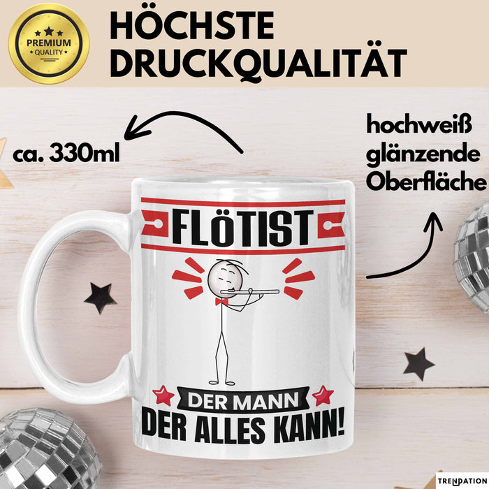 Flötist Tasse Geschenk für Flötist Der Mann Der Alles Kann Geschenkidee zum Geburtstag Weiß Trendation