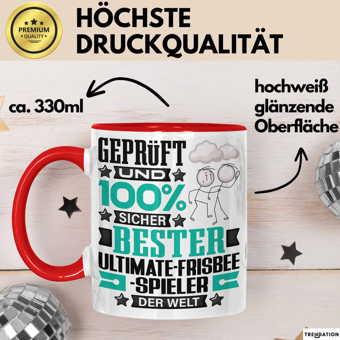 Ultimate-Frisbee-Spieler Geschenk Lustiger Spruch für Ultimate-Frisbee-Spieler Geschenkidee Bester Ultimate-Frisbee-Spieler Der Welt Rot Trendation