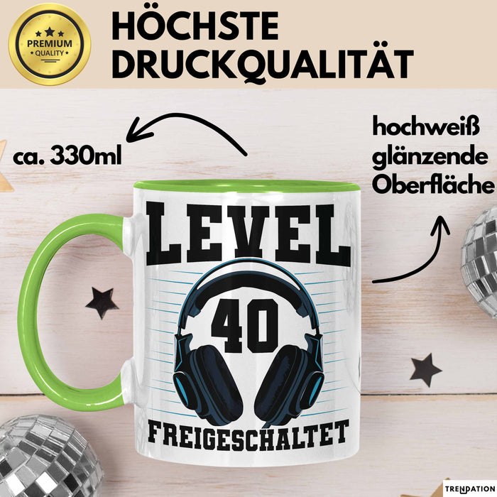 40. Geburtstag Geschenk Männer Gamer Tasse Geschenk 40Er Geburtstag Grün Trendation