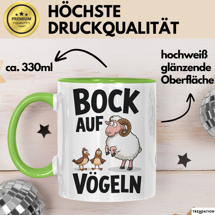 Lustige Tasse Geschenk Bock Auf Voegeln Geschenkidee Witzig Erwachsene Grün Trendation