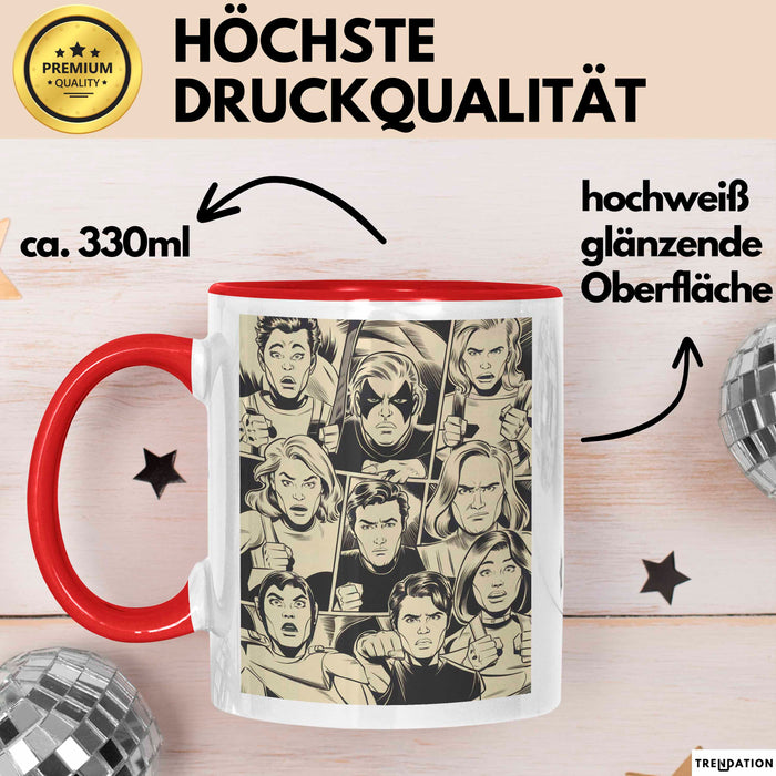 Comic Künstler Tasse Geschenk Lustige Geschenkidee Spruch Für Panel Geschichtenerzähler Rot Trendation