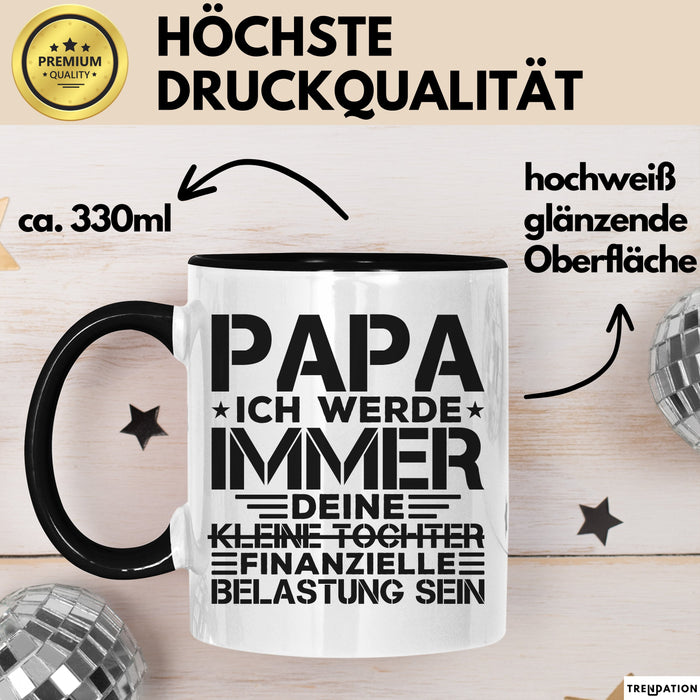 Papa Tasse Geschenk Ich Werde Immer Deine Kleine Tochter Sein Geschenkidee Schwarz Trendation
