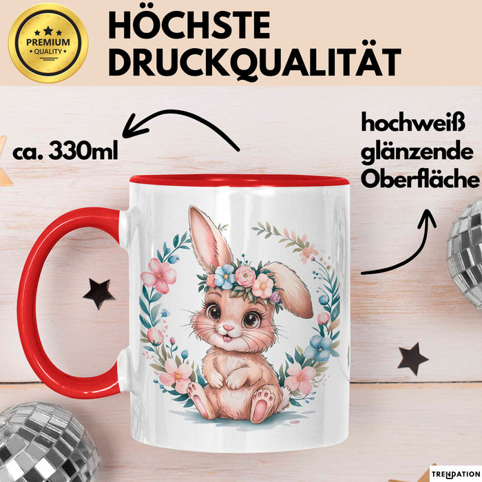 Kaninchen Hase Tierliebhaber Tasse Geschenk Lustige Geschenkidee Spruch Rot Trendation