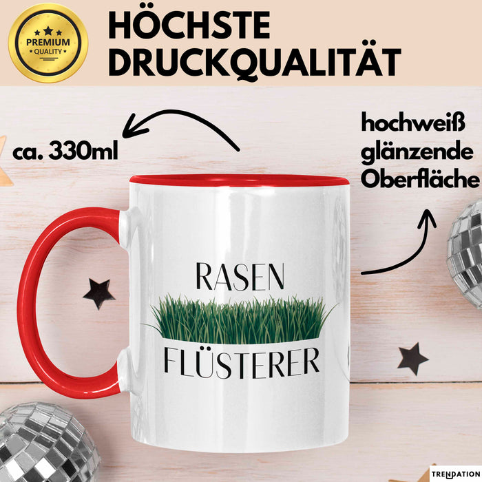 Garten Pflanzen Gärtner Tasse Geschenk Lustige Geschenkidee Spruch Rasenflüsterer Rot Trendation