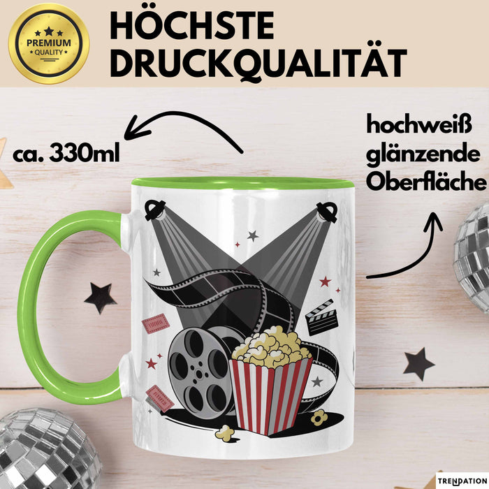 Filmfan Tasse Geschenkidee für Kinoliebhaber Lustiger Spruch Grün Trendation