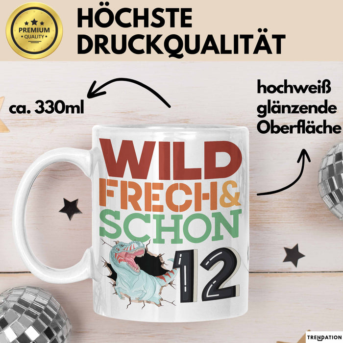 12. Geburtstag Geschenk Tasse Becher Wild Frech Und Schon 12 Weiß Trendation