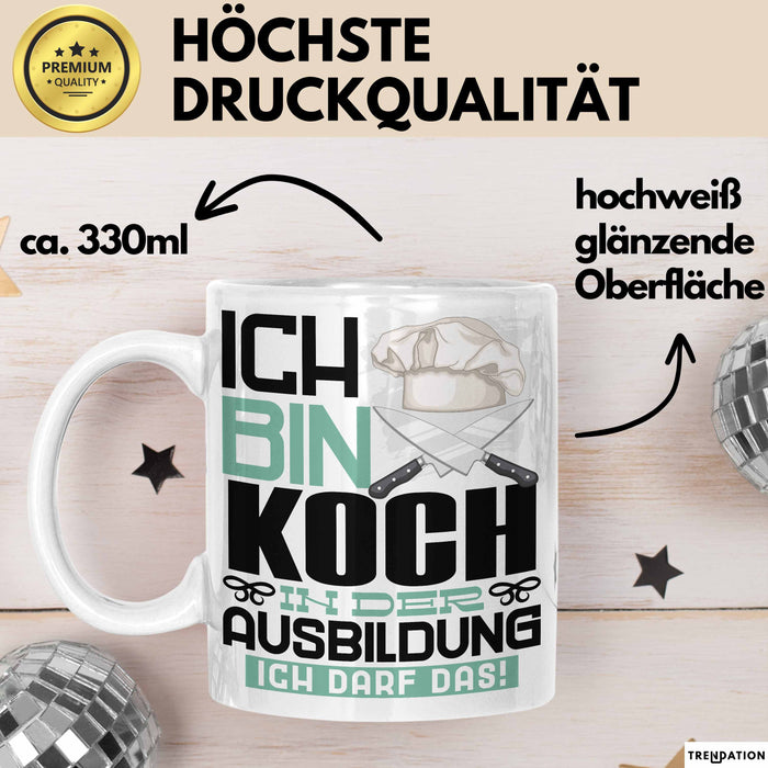 Koch Ausbildung Tasse Geschenk Ich Bin Koch In Der Ausbildung Ich Darf Das Geschenkidee Spruch Weiß Trendation