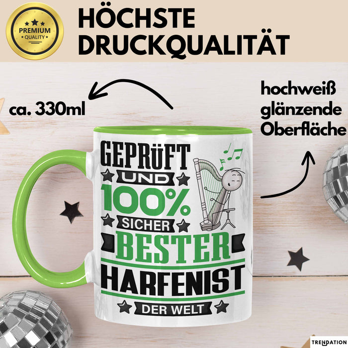 Harfenist Geschenk Lustiger Spruch für Harfenist Geschenkidee Bester Harfenist Der Welt Grün Trendation