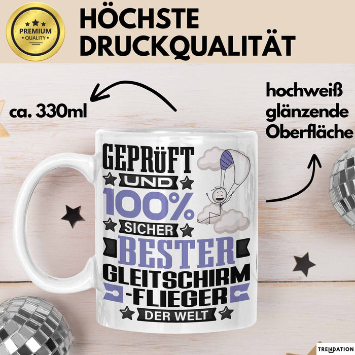 Gleitschirmflieger Geschenk Lustiger Spruch für Gleitschirmflieger Geschenkidee Bester Gleitschirmflieger Der Welt Weiß Trendation