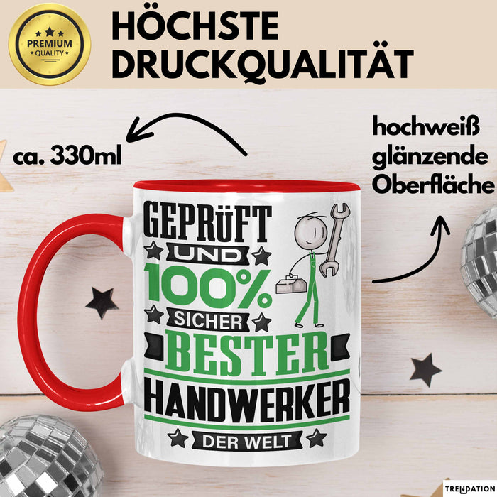 Handwerker Geschenk Lustiger Spruch für Handwerker Geschenkidee Bester Handwerker Der Welt Rot Trendation