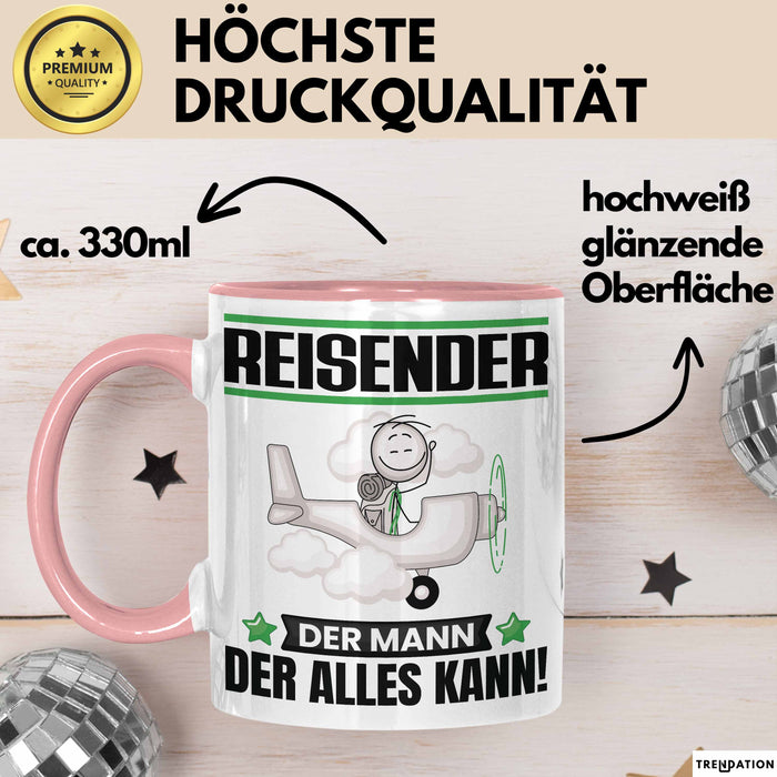 Reisender Tasse Geschenk für Reisender Der Mann Der Alles Kann Geschenkidee zum Geburtstag Rosa Trendation