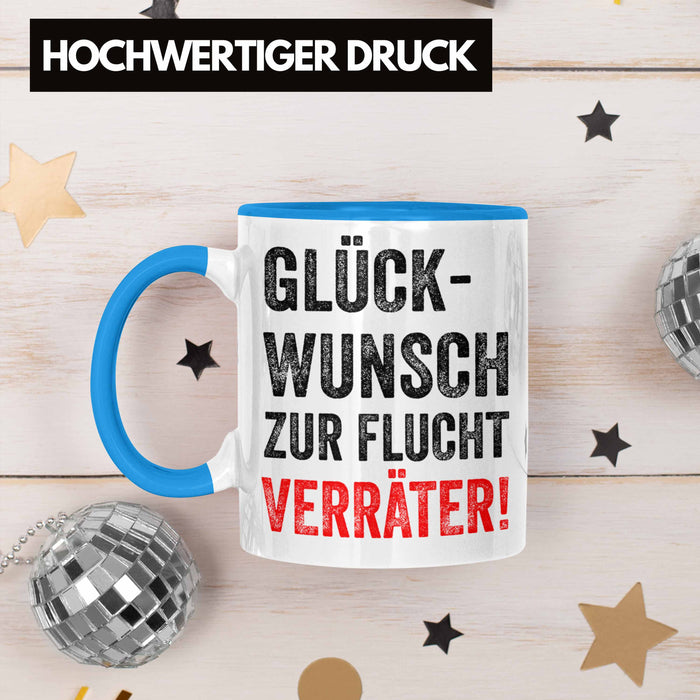 Trendation - Jobwechsel Tasse Geschenk Kollegin Kollege Lustig Abschiedsgeschenk Sprüche Glückwunsch Zur Flucht Trendation