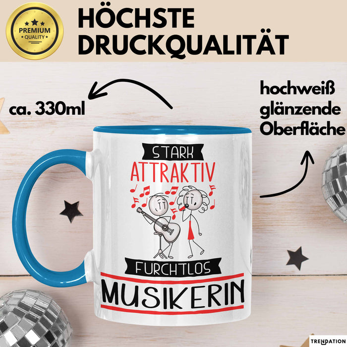 Musikerin Tasse Geschenk Becher Stark Attraktiv Furchtlos Musikerin Lustige Geschenkidee Blau Trendation