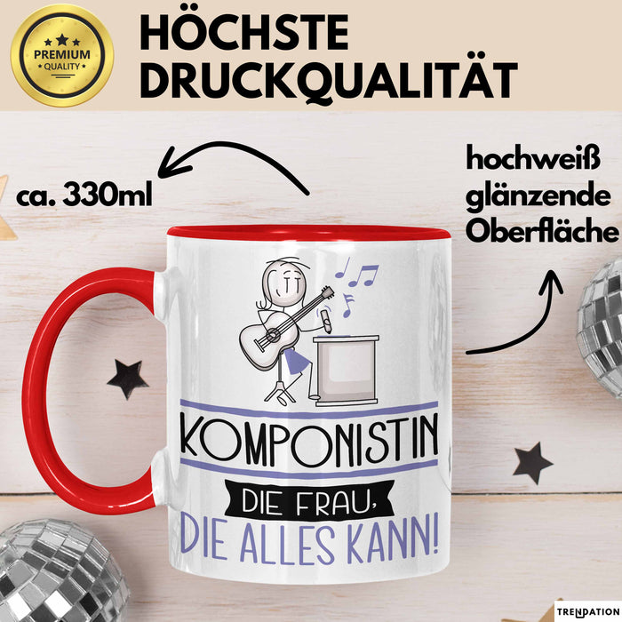 Komponistin Geschenk Tasse Becher Die Frau Die Allen Kann Geschenkidee für eine Komponistin Lustig Rot Trendation
