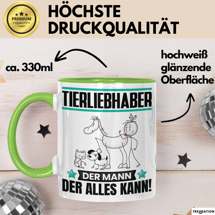 Tierliebhaber Tasse Geschenk für Tierliebhaber Der Mann Der Alles Kann Geschenkidee zum Geburtstag Grün Trendation