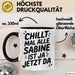 Sabine Tasse Geschenk Chillt Mal Alle Sabine Ist Ja Jetzt Da Geschenkidee Becher mit Name Schwarz Trendation